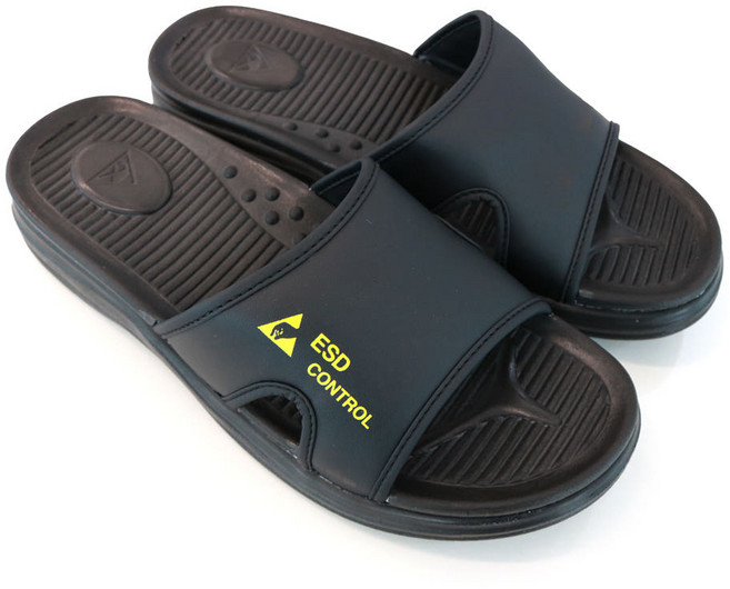 국산 고급 제전슬리퍼 정전기방지 편안한 제전화 크린룸 현장 방진 ESD 슬리퍼, 검정, 1개