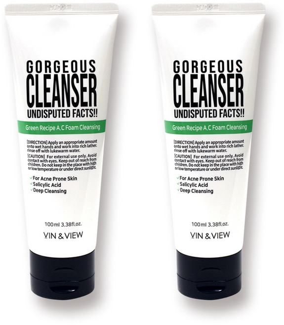 살리실산 폼클렌징100g 약알칼리성 클렌징폼 바하 BHA 여드름 세안제, 100ml, 2개