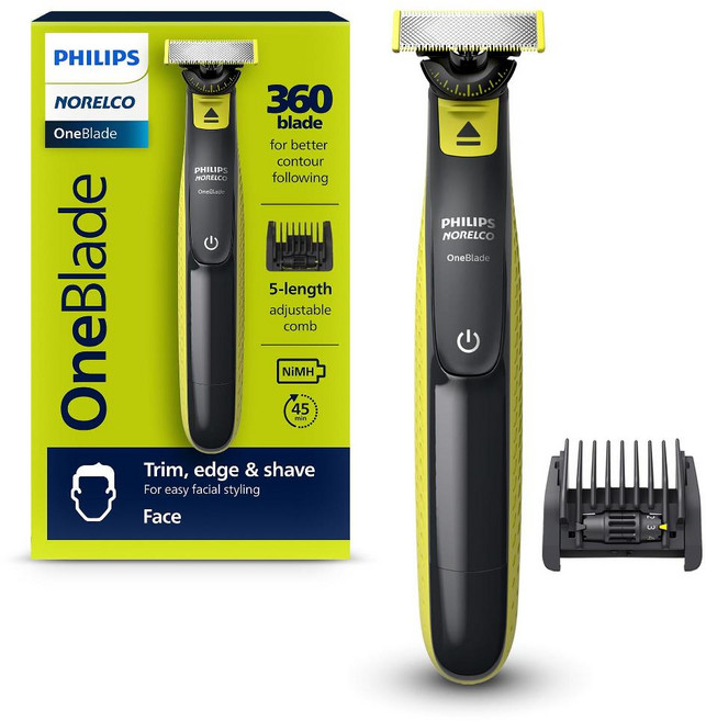노렐코 원블레이드 360 페이스 전기 수염 트리머 면도기 블레이드 기술 페이스용 1x 5in1 조절 가능한 모델 QP2724 90, OneBlade 360 Face, 1)블랙  라임 그린, 1) 블랙  라임 그린 - OneBlade 360 Fa