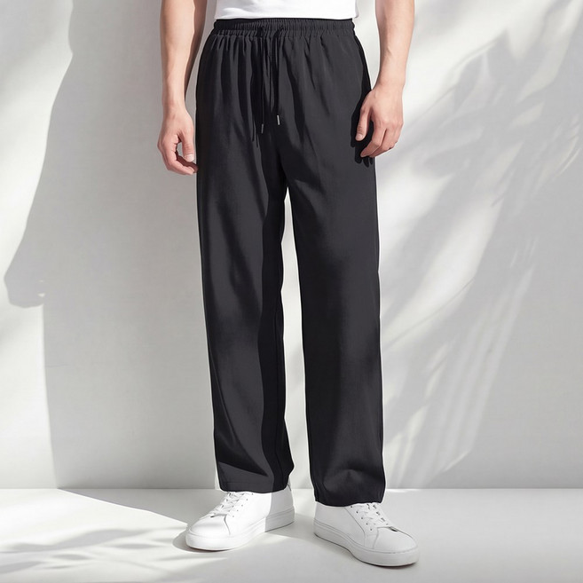 루크 남성 여름 일자 쿨링 슬랙스 밴딩 팬츠 남자 시원한 얇은 정장 통넓은 와이드 냉장고 바지