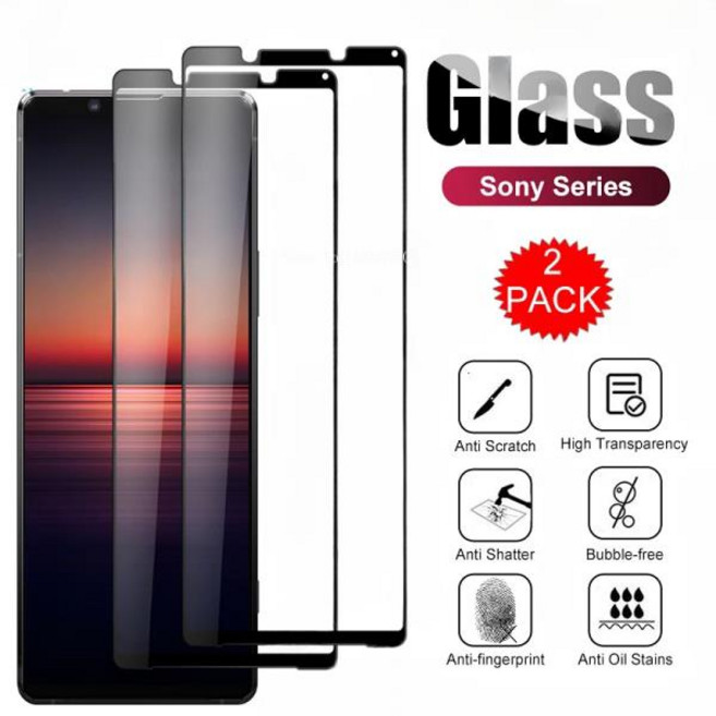 소니 Xperia 1 5 10 II IV 용 2개 강화 유리 2 Lite I V 검정색 엣지 화면 보호기, 01 번들 20, 01 Black Glass, 05 Xperia 1 III