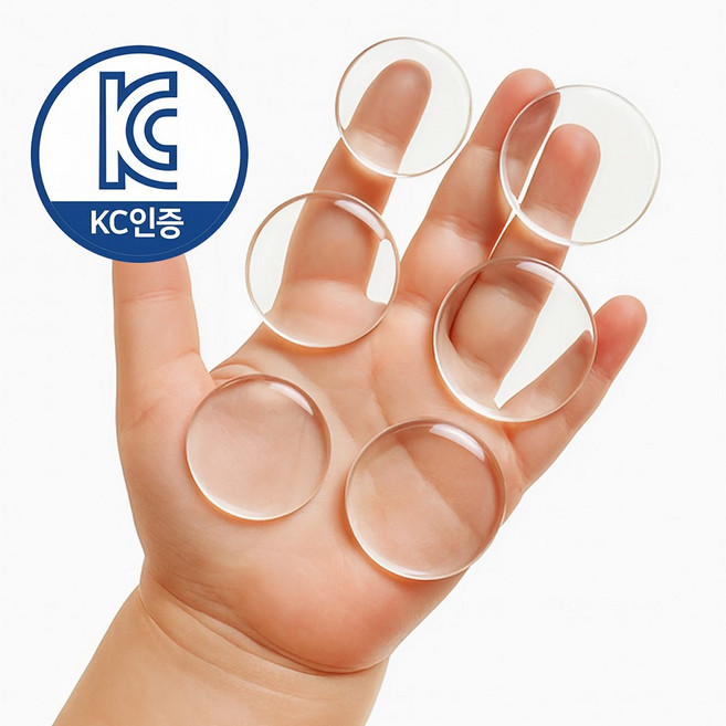 지니밸리 방문 문콕방지 문 쾅 방지 도어쿠션, 6개, 동그라미 투명