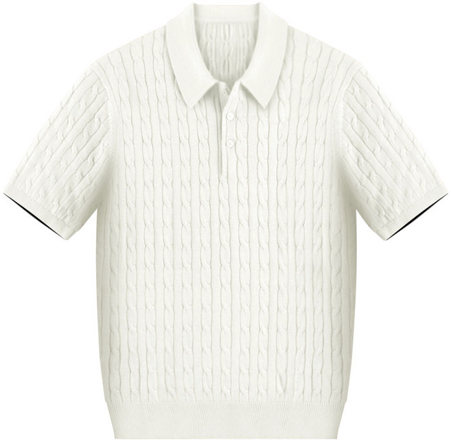 남자 반팔 니트 여름 카라 꽈배기 니트티 남성 머슬핏 카라티