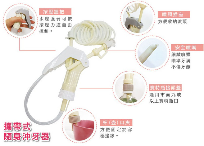 Any Jet 行動式隨身沖牙器, 1組贈刮舌苔器兩用 牙刷 4支