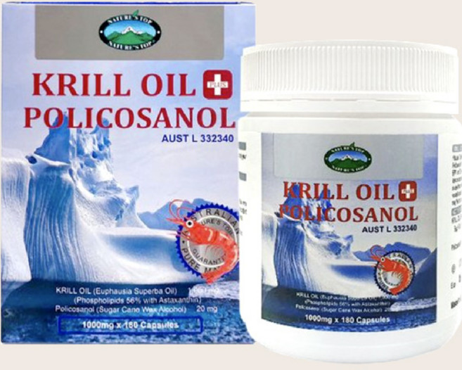 Nature's Top KRILL OIL Policosanol 네이처스탑 크릴 오일 폴리코사놀 1000mg 180캡슐 2팩, 2개, 180정