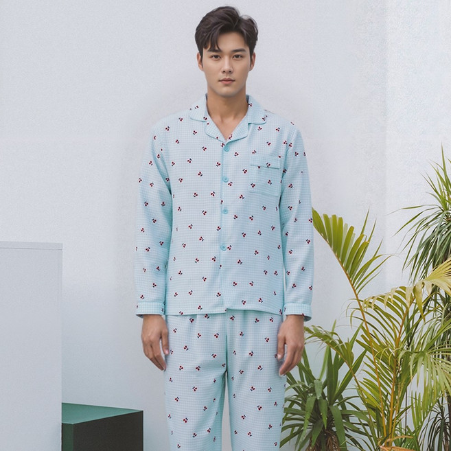 캐리루시 크링클 카라 긴팔 잠옷 상하세트 요루 신혼부부 남성 여성 파자마 홈웨어