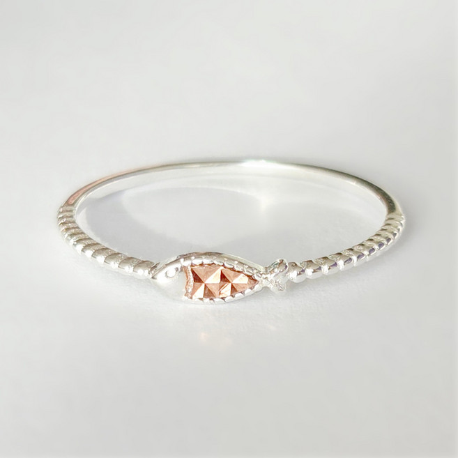 실버925 여성 행운 컷팅 물고기 애끼 은 반지