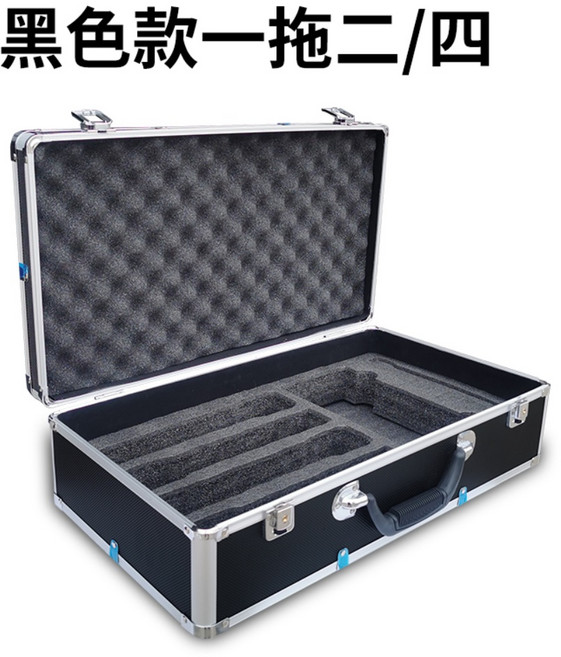 마이크보관함 마이크 4구 충격방지 음향장비 수납함 하드 휴대용 알루미늄케이스, 블랙 모델(수신기 배치 가능), 1개