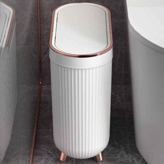 sam seven 화장실 원터치 휴지통 쓰레기통 틈새 12L 화이트 골드, 화이트골드