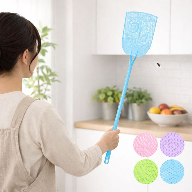 70cm 컬러랜덤 사각 파리채 1P ( 여름 날파리 해충퇴치 할머니집 플라스틱 고탄력 옛날 모기채 야외 캠핑 바베큐 식당 모기잡기 )