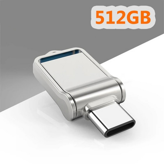 2TB USB 3 2 플래시 드라이브 고속 Type C 인터페이스 듀얼 사용 플래시 메모리 512GB 1TB 스틱 휴대폰 컴퓨터용, 4) Silver 512GB