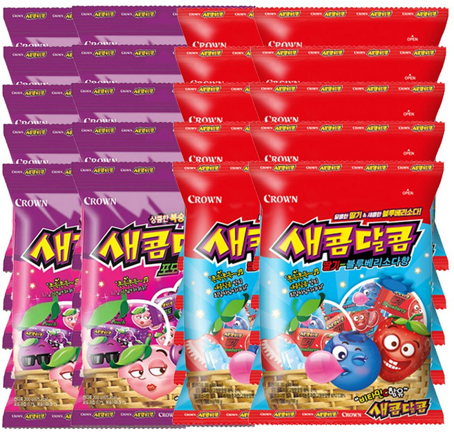 크라운 새콤달콤 포도복숭아 + 딸기블루베리소다향 400g, 10세트