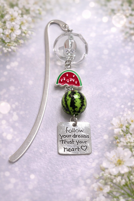 [비바블룸] 사과 수박 책갈피 북마크 북클립 선물 금속책갈피 북홀더 투명 북스토퍼 북마커, 1개, 함안수박