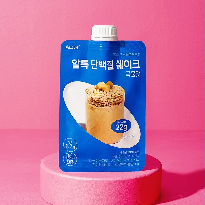 [식물성 단백질] 알록에그 단백질 쉐이크 곡물맛 45g X 7개입, 14개 - 쿠팡