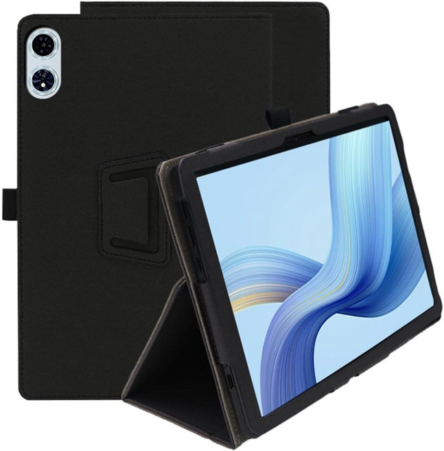 Business Cover For Teclast T50 Plus (2025) 11" Tablet PC Folio PU Leather Stand Case with Hand Strap, Black, 1개