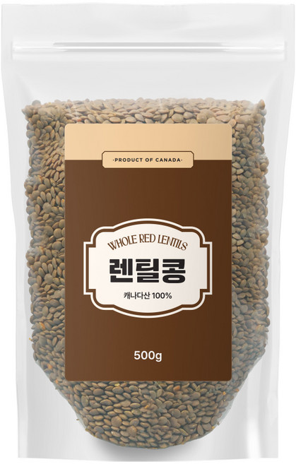 브라운 렌틸콩 캐나다산 렌틸 잡곡, 1개, 500g