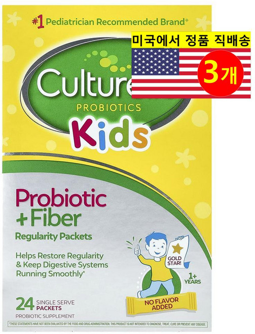 Culturelle 프로바이오틱 + 섬유소 레귤러리티 팩 만 1세 이상 24회분 개별 포장, 3개