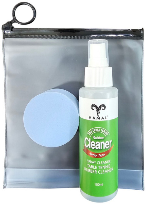 하말 스프레이 클리너 세트 탁구 러버 크리너 스폰지 세트 탁구채 관리용품, 1세트, 100ml