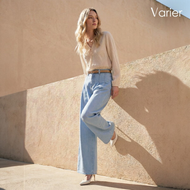 [베리에] [런칭가:69 900원]○26SS 이네스 와이드 투턱 데님 팬츠
