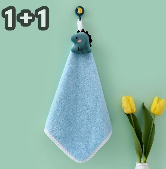 포시디아 흡수력 좋은 귀여운 캐릭터 고리 핸드타월, 2개, 공룡