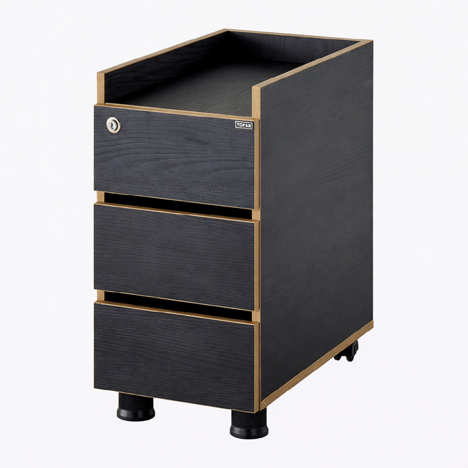 에이탑 뮤보 사무용 이동서랍 책상서랍장 사무실 서랍장 3단 보조서랍 이동식서랍, 우드블랙