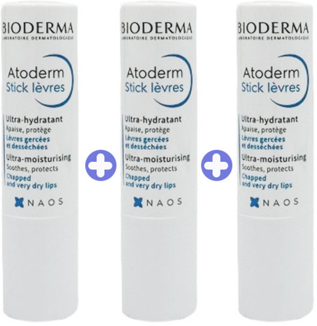 바이오더마 아토덤 스틱레브르 립밤 4g, 라즈베리향, 3개