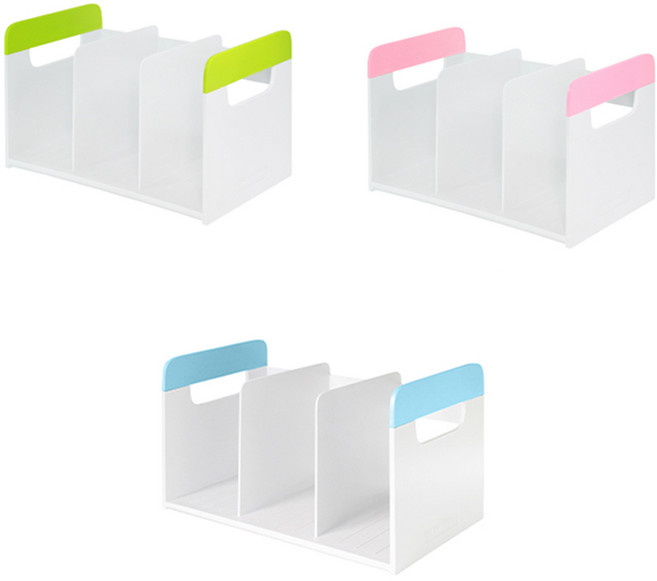 카파맥스 플러스 3단 책꽂이 손잡이 이동 선택색, 연두