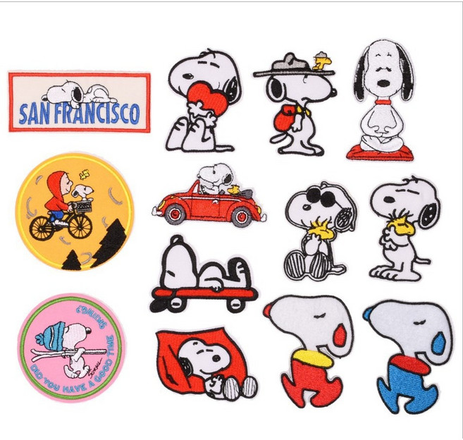 자수패치 와펜 패치 스누피 자수와펜 빈티지와펜 열접착식 캐릭터와펜 열전사지 옷패치 13종 세트