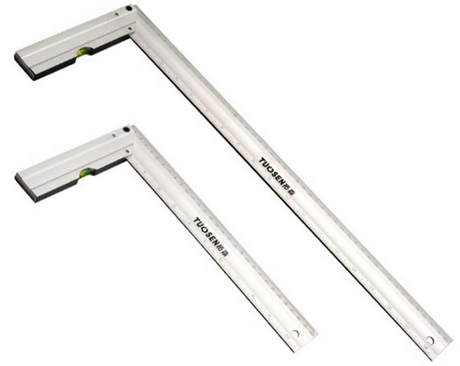 직각자 / 수평계내장 / 300mm 500mm / 알루미늄합금 / 양면 눈금자, 1개