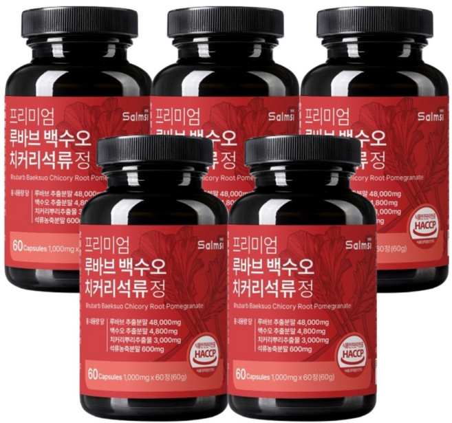 루바브 추출물 국내산 르바브 백수오 추출 분말 가루 정제 캡슐 40대 50대 중년 여성 여자 추천 rhubarb, 5개, 60정