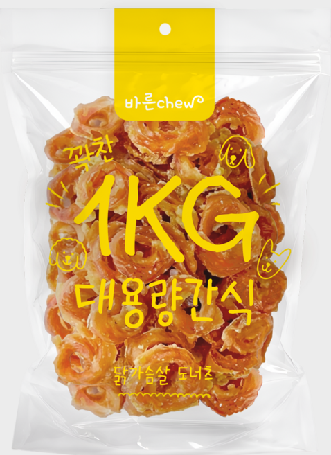 바른츄 대용량 간식 사사미, 1개, 1kg, 닭가슴살도너츠