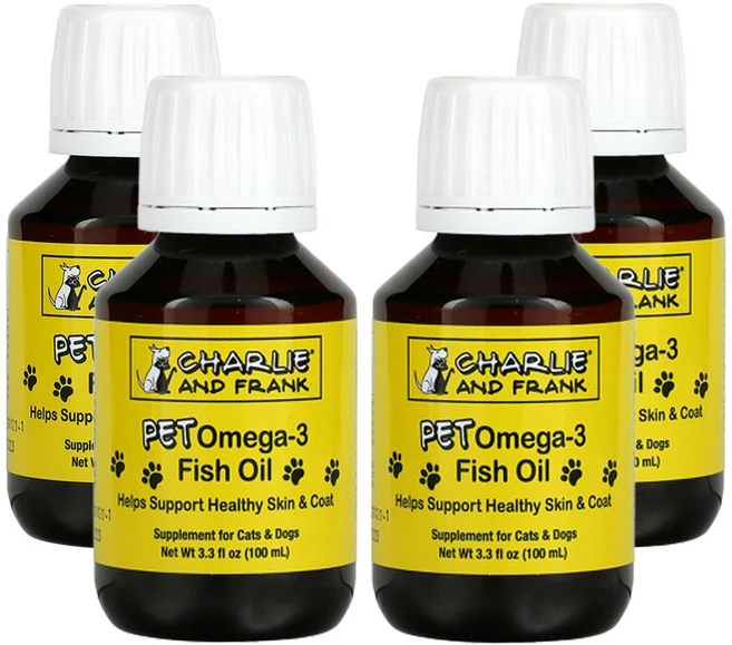 찰리앤프랭크 펫 오메가3 피쉬 오일 반려묘 및 반려견용 100ml(3.3fl. oz.), 4개 - 쿠팡