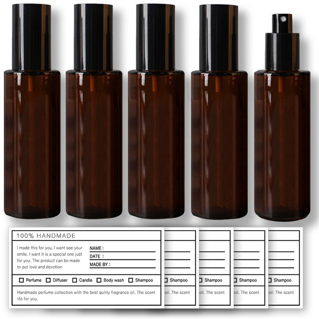 포포라운지 스프레이 공병 화장품 소분 유리 용기 모모루 병, 5개, 100ml