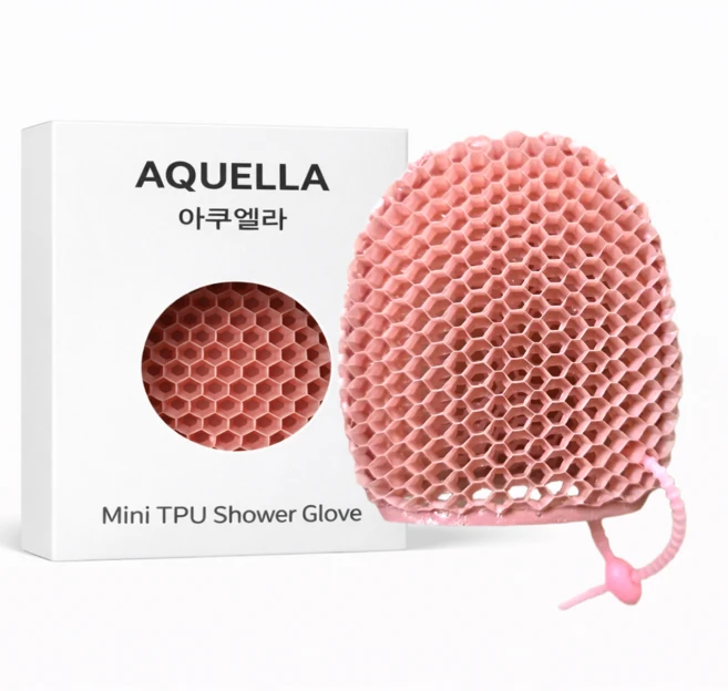 아쿠엘라 TPU 벌집 프리미엄 샤워 글러브 친환경 저자극 부드러운 각질관리 빠른건조 반영구사용 목욕타올, 1개, 1개입, 미니 핑크 - 쿠팡