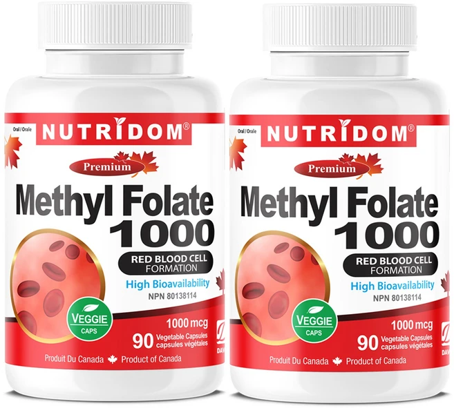 뉴트리돔 캐나다 활성 엽산 메틸 폴레이트 1000mcg 90베지캡슐 5MTHF 임산부 필수템 활성형엽산 캐나다 직구, 2개, 90정 - 쿠팡