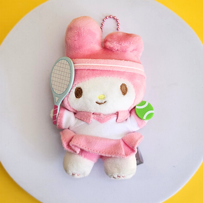 BSC 산리오 테니스 미니 키링 인형 키홀더 운동 스포츠 가방고리 자동차키링, 1개, D. 마이멜로디 테니스 미니 키링, 8cm