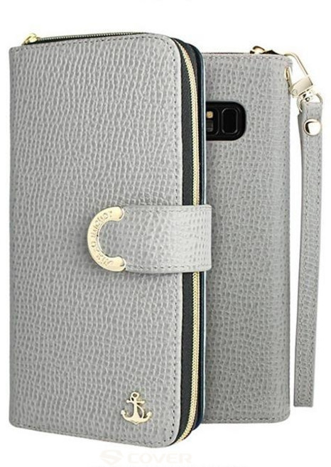 앵커 프리미엄 천연가죽 지퍼 카드 지폐 수납 스트랩 다이어리 케이스