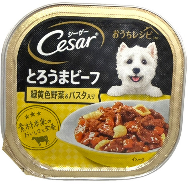 Cesar 軟嫩牛肉綠色蔬菜義大利麵, 100g, 24個, 雞、牛