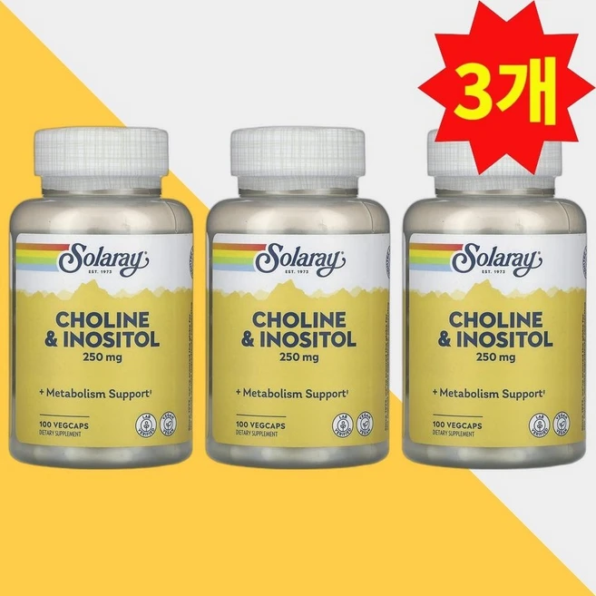 쏠라레이 콜린 이노시톨 250mg 100 베지캡슐, 3개, 100정 - 쿠팡