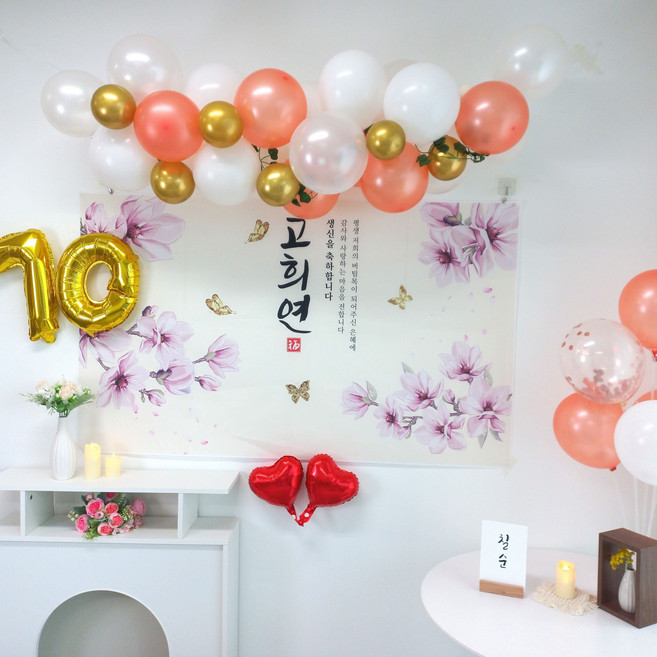 칠순 부모님 장식 고희연 직접하는 셀프 제작 현수막 생신 63714ea 1(pc), C골드 벚꽃버드세트