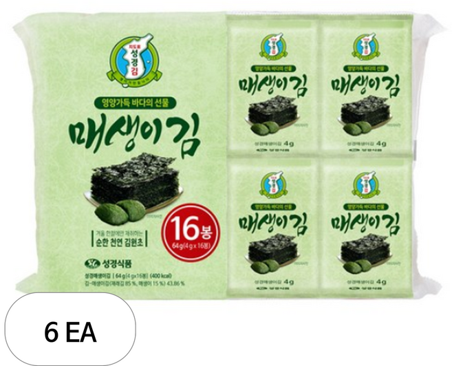 지도표성경 매생이 식탁김 16p, 6개, 64g