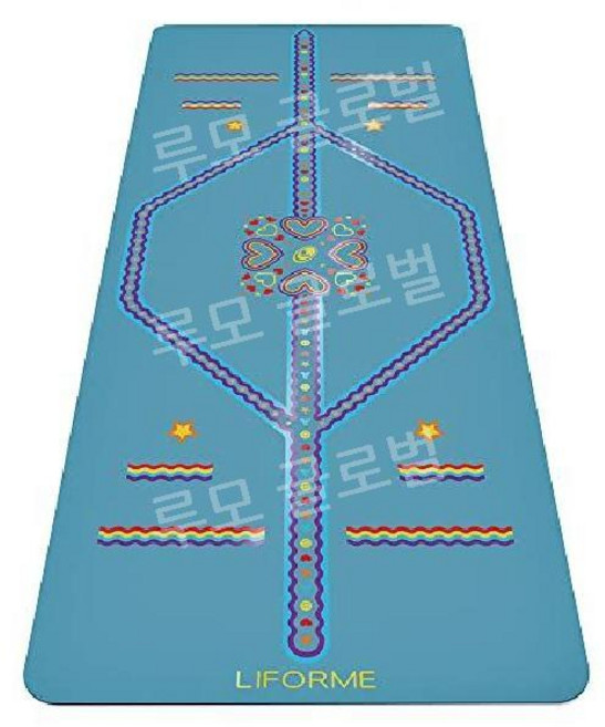 영국 정품 라이폼 천연고무 요가 매트 필라테스 Liforme 홈트매트, 1개, I. 플레이풀 블루