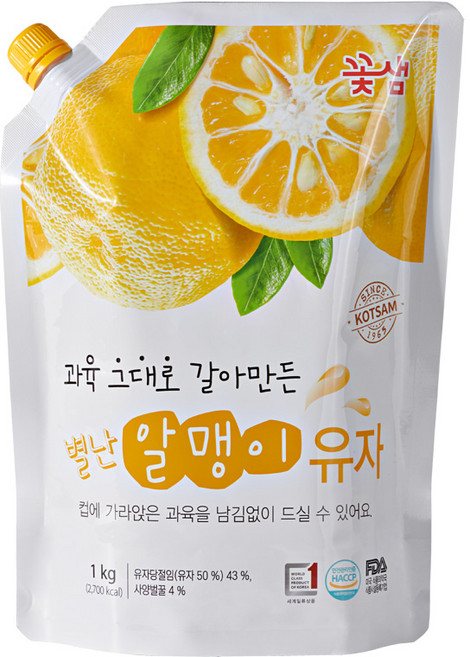 꽃샘 별난 알맹이 유자, 8개, 1kg