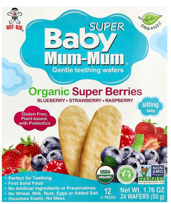 Hot Kid Super Baby Mum-Mum 웨이퍼 블루베리 딸기 라즈베리, 1개, 50g - 쿠팡