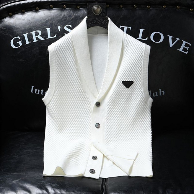 Vezri 남성용 봄 여름 고급스러운 민소매 캐주얼 조끼 슬림핏 비즈니스 코디 패션 니트 카디건 SKZ