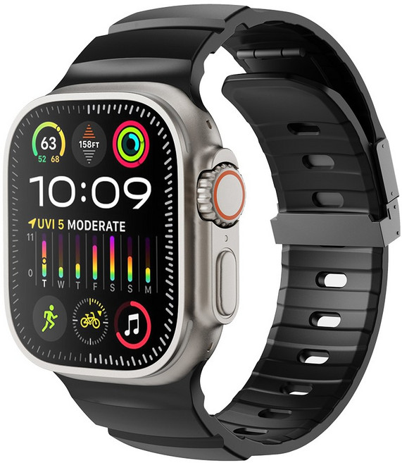 클라스원 애플워치 호환 경량 스포츠 마그네틱 스트랩, 1개, 블랙