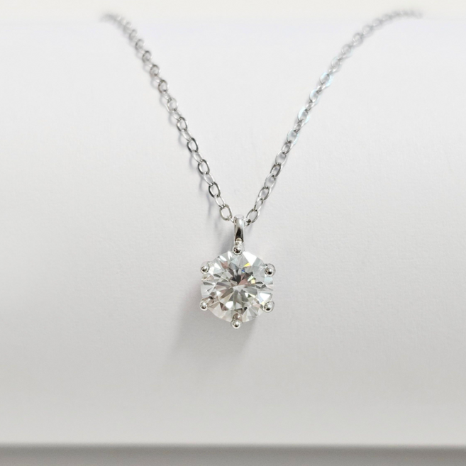 트윙클 모이사나이트 랩다이아 1캐럿 클래식 6프롱 목걸이 18k Gold filed