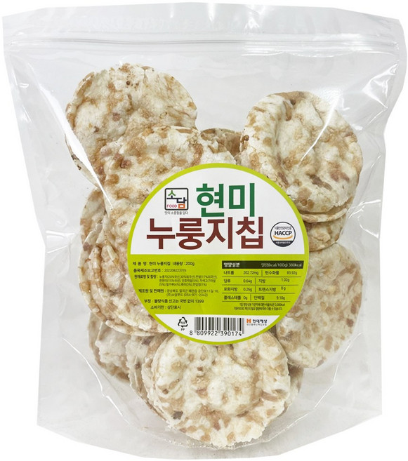 현미 누룽지칩 과자 전통 곡물 간식 뻥튀기 스낵, 200g, 1개