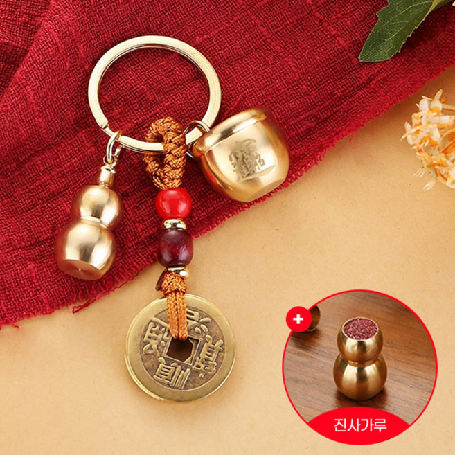 액막이 키링 금전운 상승 황동항아리 조롱박 재물운, 황동 항아리, 1개