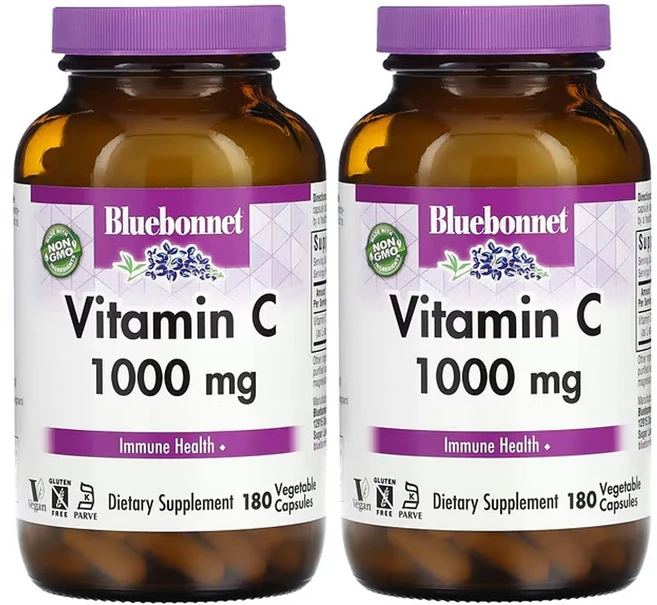블루보넷 뉴트리션 비타민C 1 000mg 베지 캡슐 180정, 2팩 - 쿠팡